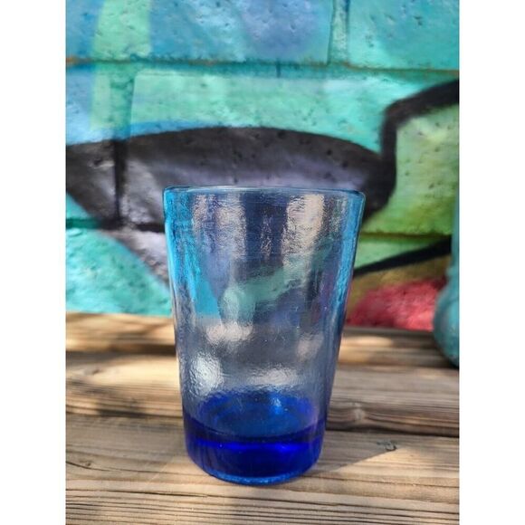 Fire and Light Cobalt BLUE Recycled Glass Tumbler 12oz. Art Glass EUC *Flaw Read - Picture 1 of 16